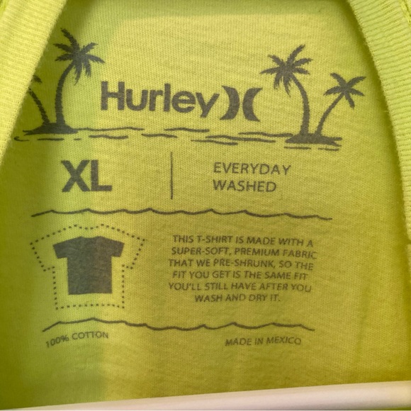 HURLEY Everyday Washed Short Sleeve Graphic Tshirt Yellow Lime Green Mens XL - Picture 11 of 12